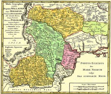 Harta Moldova - Valahia si Basarabia 1769 |